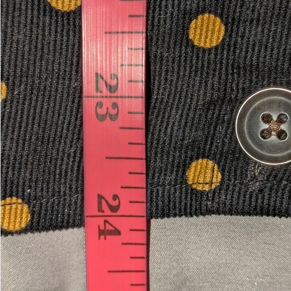 Madewell Black Polka Dot Corduroy Top Side Button Short Puff Sleeve XL NWOT
